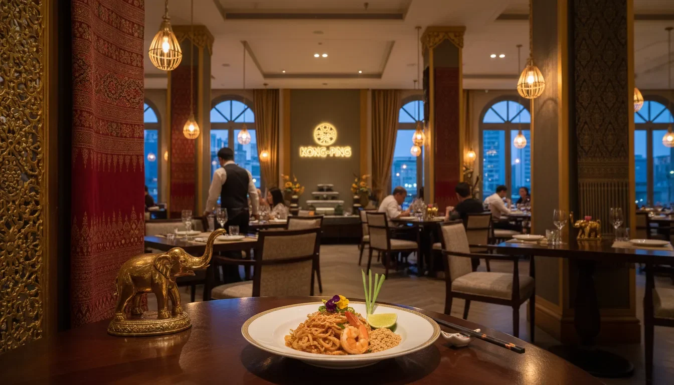 Authentic Thai restaurant ambiance with traditional decor