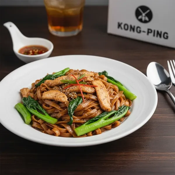 Pad see ew with wide noodles and vegetables