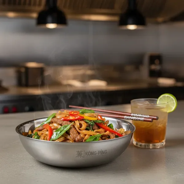 Spicy drunken noodles with fresh basil