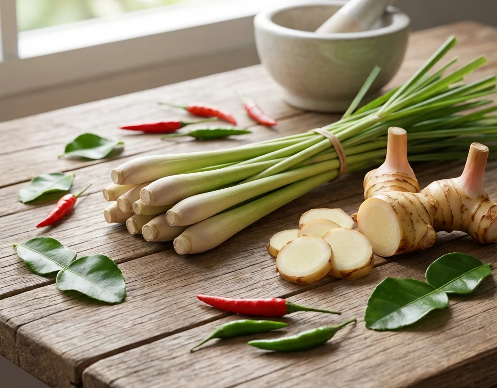 Fresh Thai herbs and spices