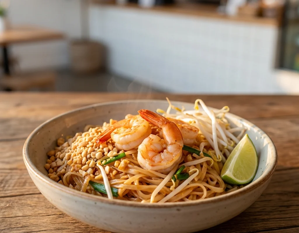 Authentic Pad Thai dish presentation
